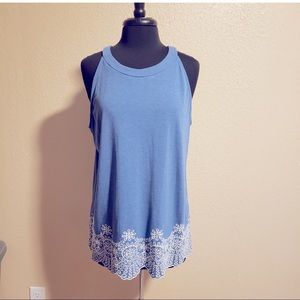 Adrianna Papell Floral Embroidered Hem Halter Top Size XL